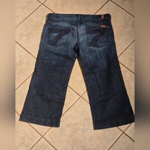 7 For All Mankind Size 28 Crop Dojo Dark Denim Straight Leg Jeans